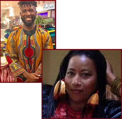 African Dashiki and Our Owner wearing Fulani earrings from Mali